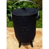 Tall Cast Iron Cauldron with Lid